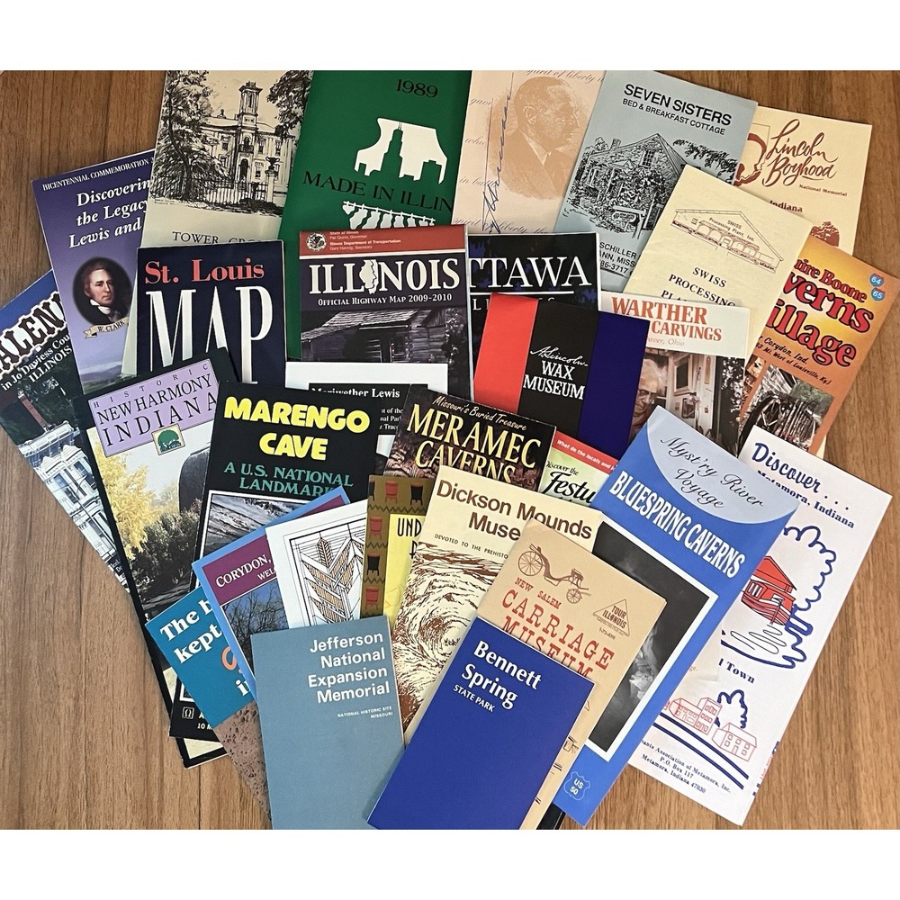 Midwest USA Travel Brochures Vtg Ephemera IL MO IN More 25‎ + pcs